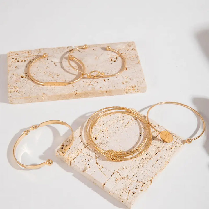 Knotted Elegance Bracelet Set | Gold