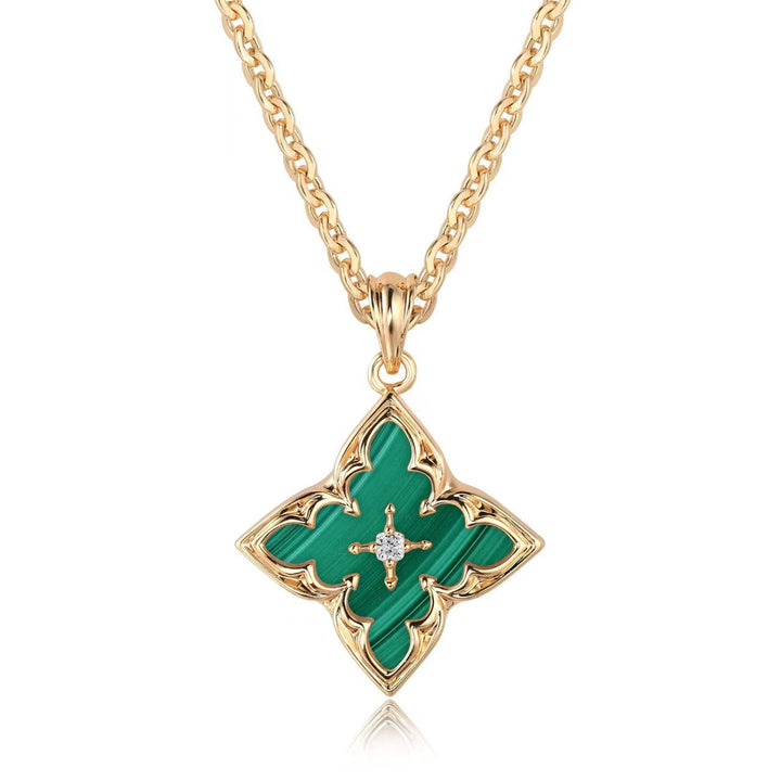Brown Clover Pendant Necklace | Gold