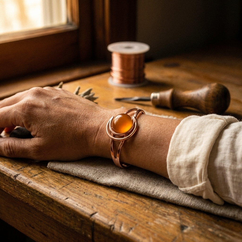 Grace's Sphere Orange Copper Bracelet
